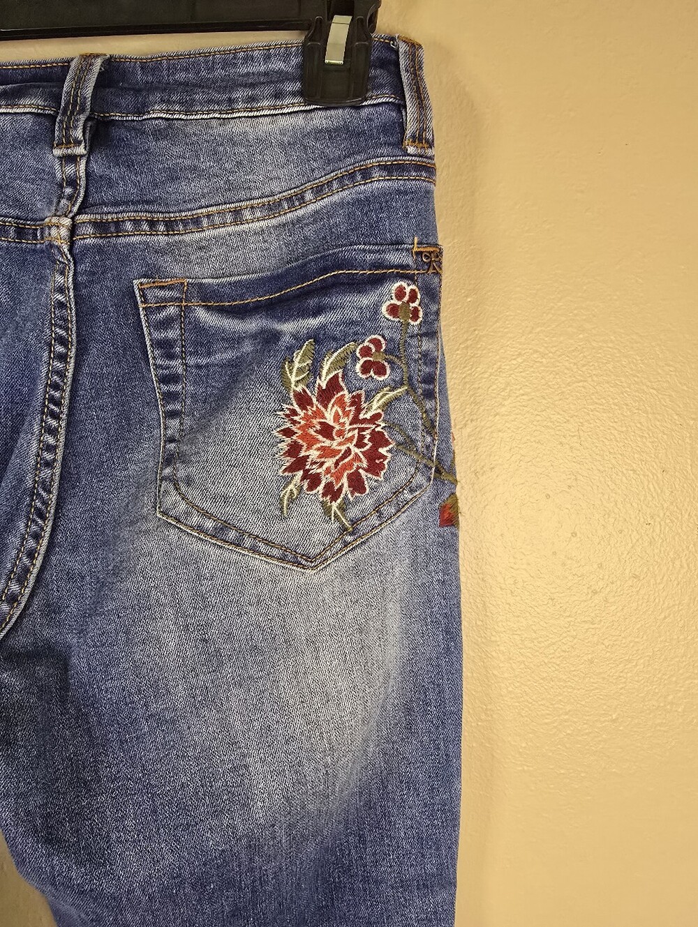 Nanette Lepore HW Astor Skinny Jeans Embroidered Floral Bird Crane Size 2 - Picture 8 of 11